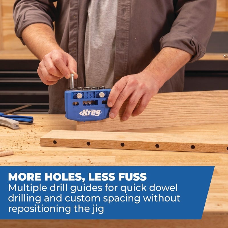 Kreg Dowel Jig Kit - Doweling Guide Kit with Removable Drill Guides - No-Measure Doweling Jig for Benchtop and Workshop Projects - Cabinet Joint Alignment Tool - KHJD345 - Image 3